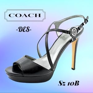 Black Coach “Des” Open Toe Platform Heels 10B